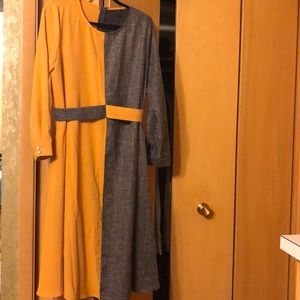 Size XL fits like a L Mustard & Gray Work Dress